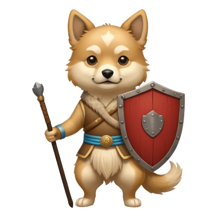 ancient chinese dog with only wooden shield sticker