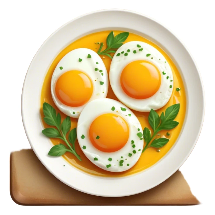 Cinematic sunny-side-up eggs, perfectly cooked with glossy yolks, crispy golden edges, sprinkled with fresh herbs, served on a rustic plate, bright and inviting, highly detailed and appetizing. sticker