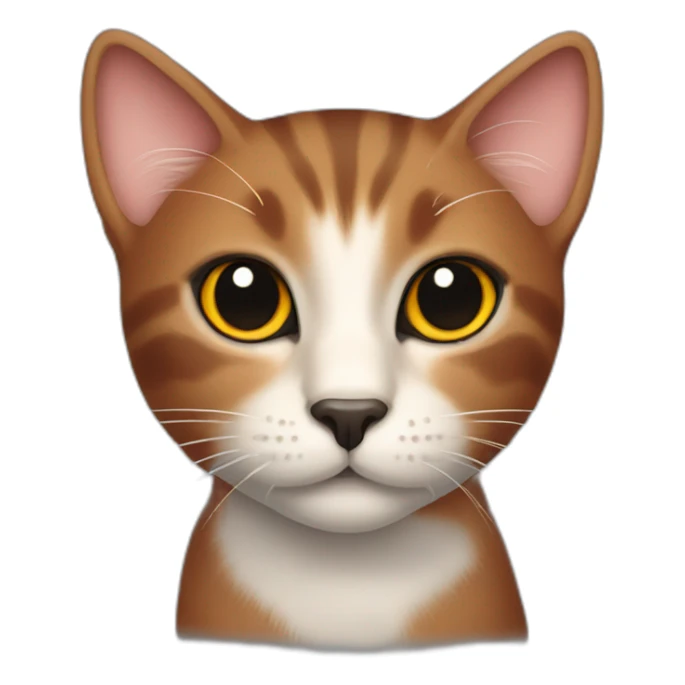 a cat of three colors red, black and brown. and light nose sticker