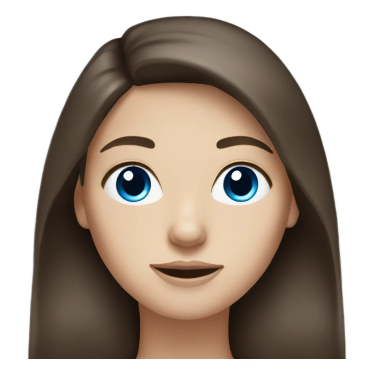 White woman. Long BROWN brunette dark hair. Blue eyes sticker
