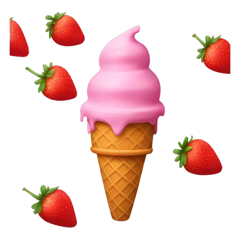 pink ice cream cone with strawberry  sticker