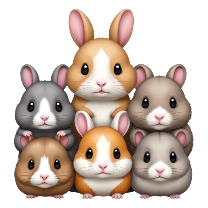 bunny, ferret, guinea pig, and chinchilla all together sticker