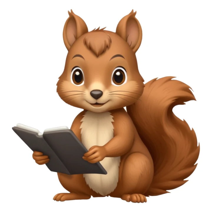 cute squirrel writing on a piece of paper sticker