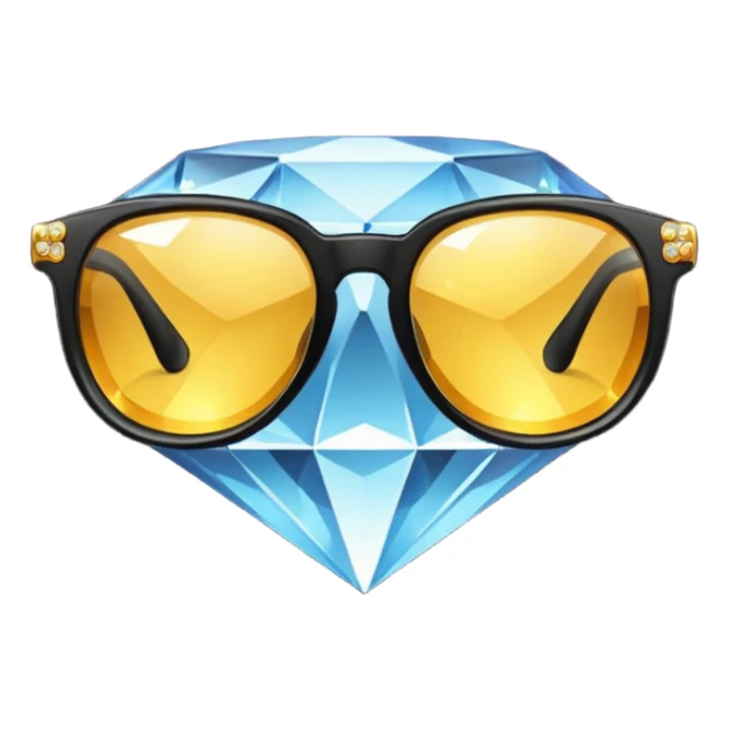 black glasses with diamond and golden in the back sticker