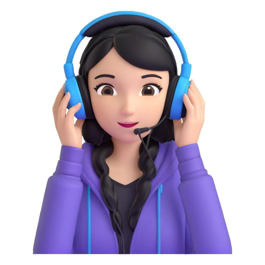 excited gamer girl in headphones sticker
