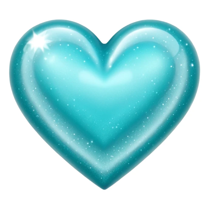 semi transparent gllitery turquoise heart sticker