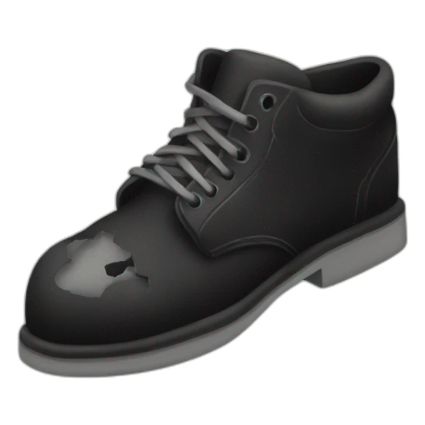 Old broken black shoes in bad quality graphic sticker