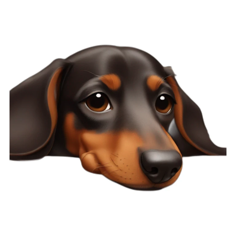 Cute Lady brown Dachshund sleeping face up sticker