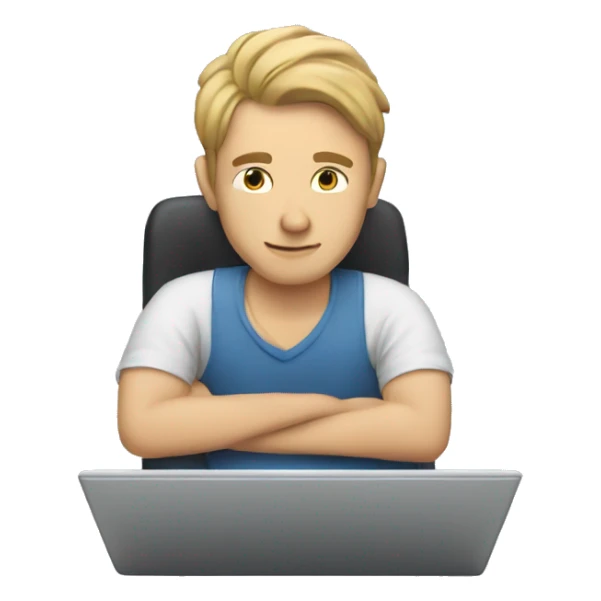 Caucasian guy working at laptop dreaming about his boyfriend and his mom sticker