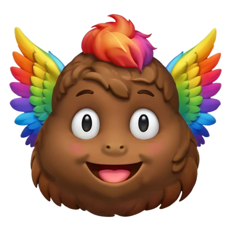 Rainbow Poop emoji face with wings sticker