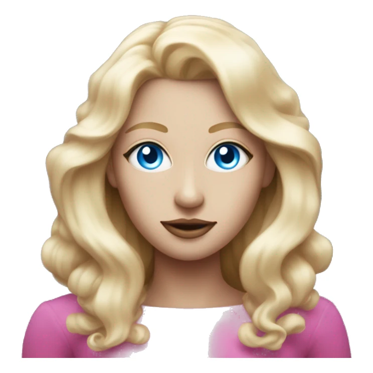 pink diva with thin andromedan face long blonde hair and blue eyes glowing third eye sticker