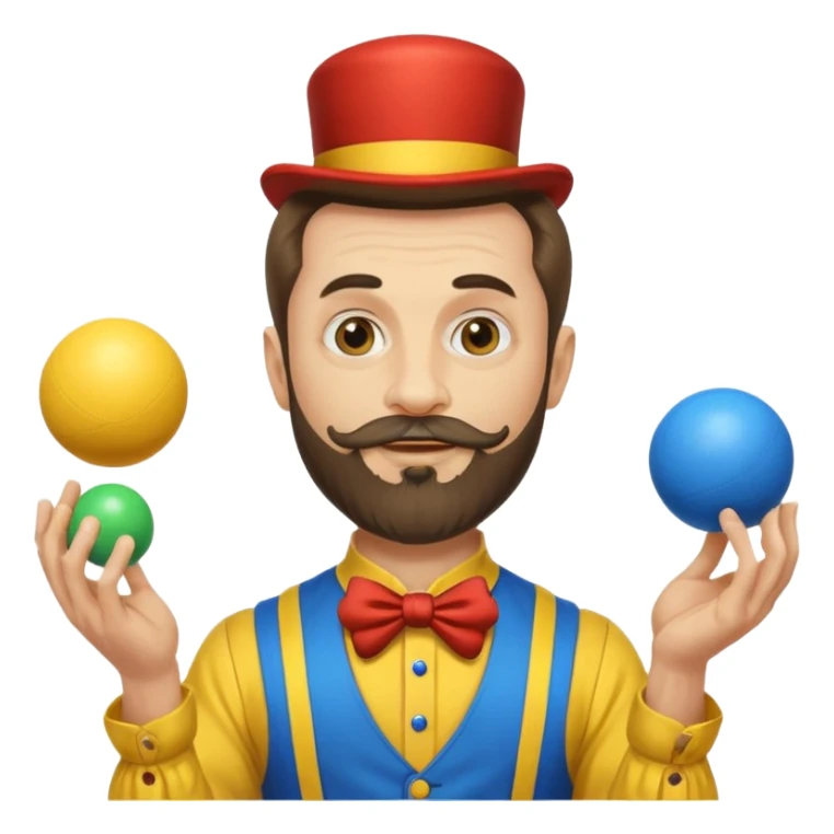 circus juggler beard zelensky juggling two balls blue and yellow sticker