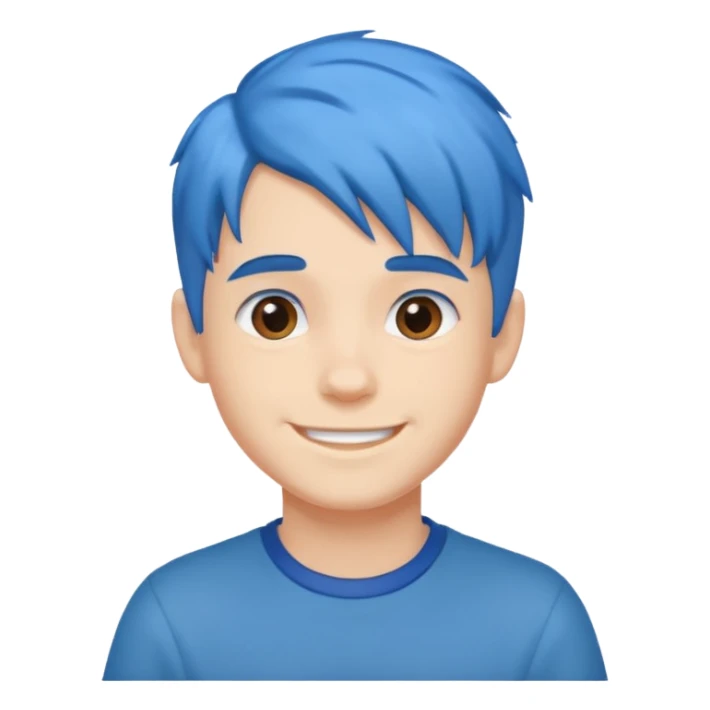 blue gamer Boy happy blue hair sticker