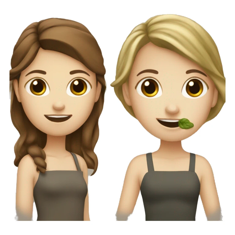 2 white girls with brown hair who eats pesto sticker