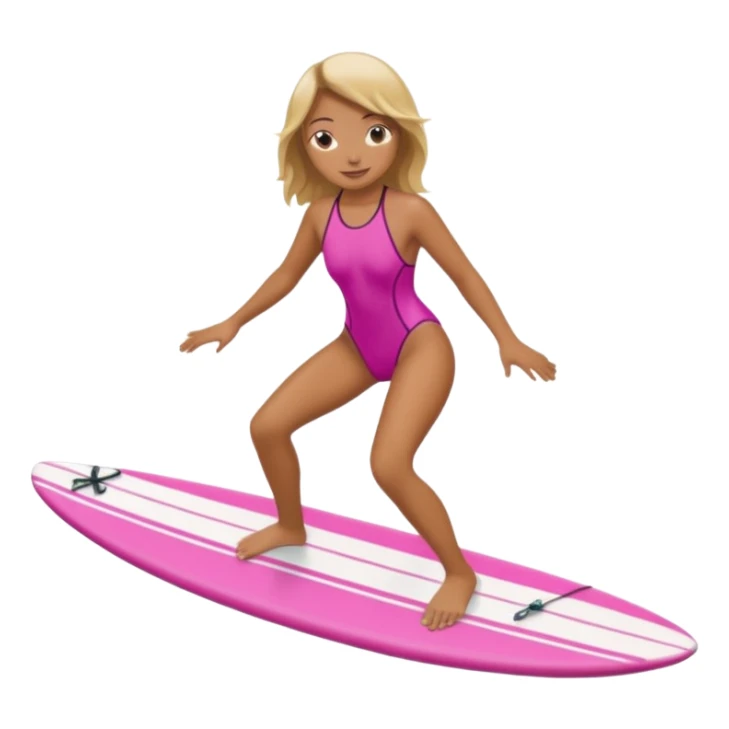 Surf girl on the board in a pink one-piece swimsuit sticker