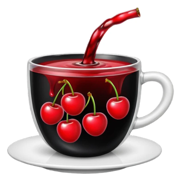 Cup of black liquid with cherrys floating in it sticker