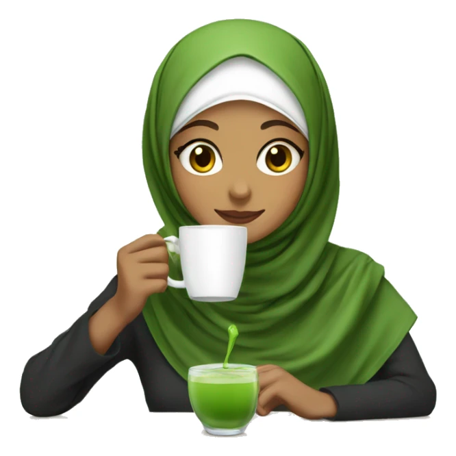 Hijabi girl drinking matcha  sticker