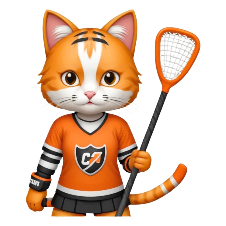 female cat hockey player with one hockey stick sticker