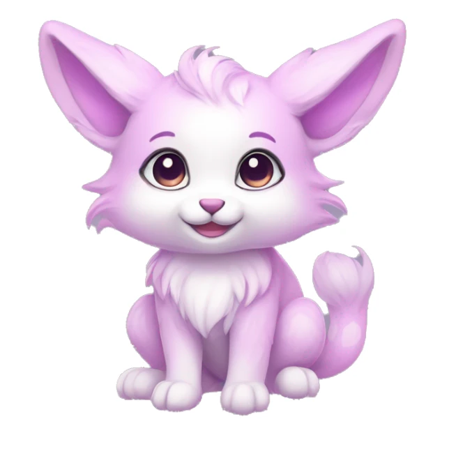 Kawaii cute colorful bright light pastel lilac-pink-white-gradient fantasy ethereal anthro fursona animal creature sticker