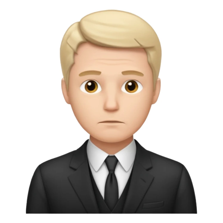 white man in formal suit in thought sticker