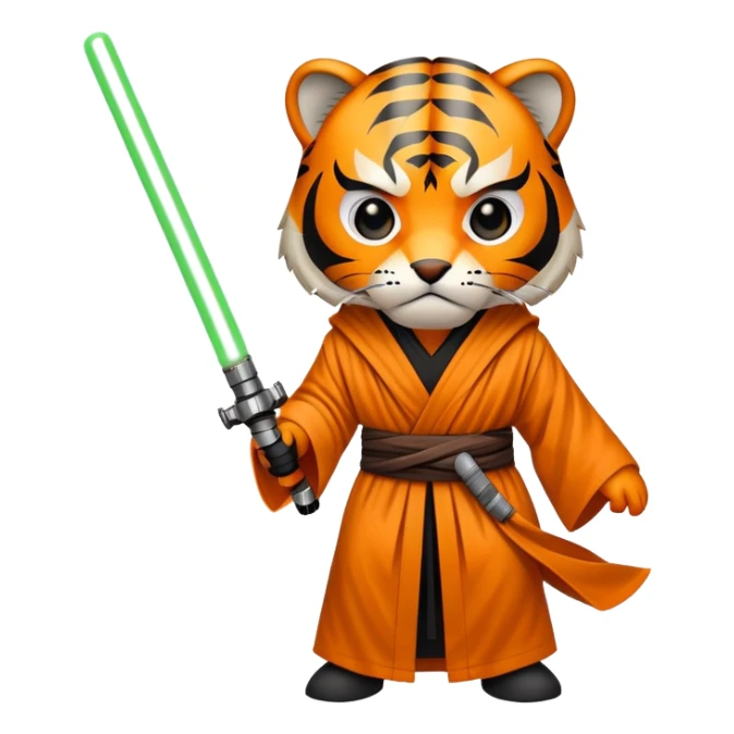 Star Wars tiger face with lightsaber and Jedi robe for Twitch emote sticker