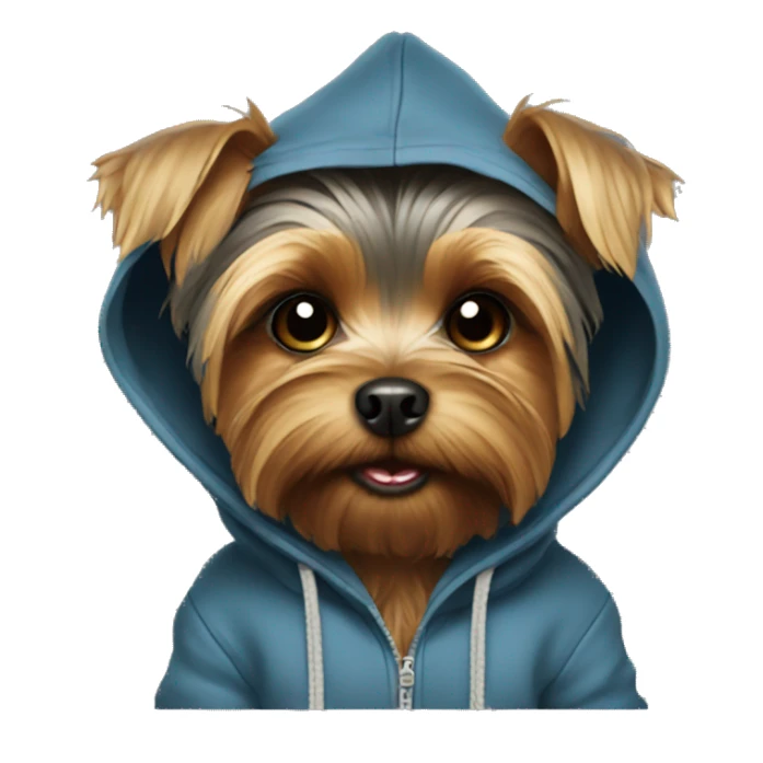 Yorkie wearing hoodie sticker