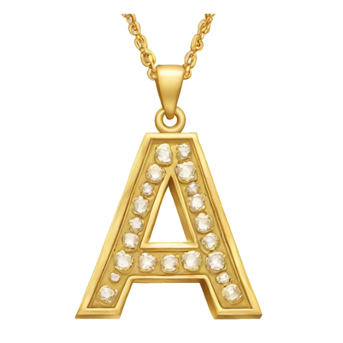 Gold necklace with the letter A pendant  sticker