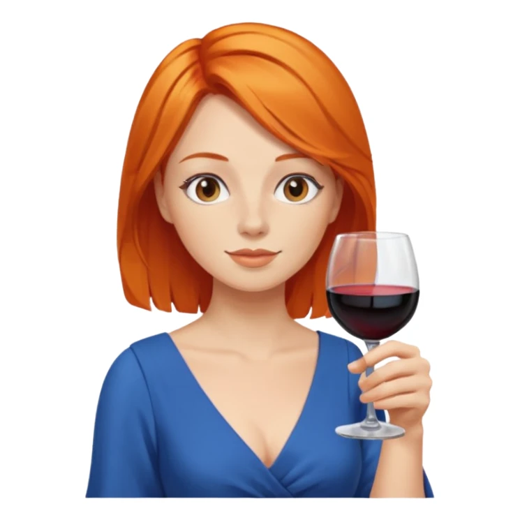 orange hair drinking wine, dress blue sticker