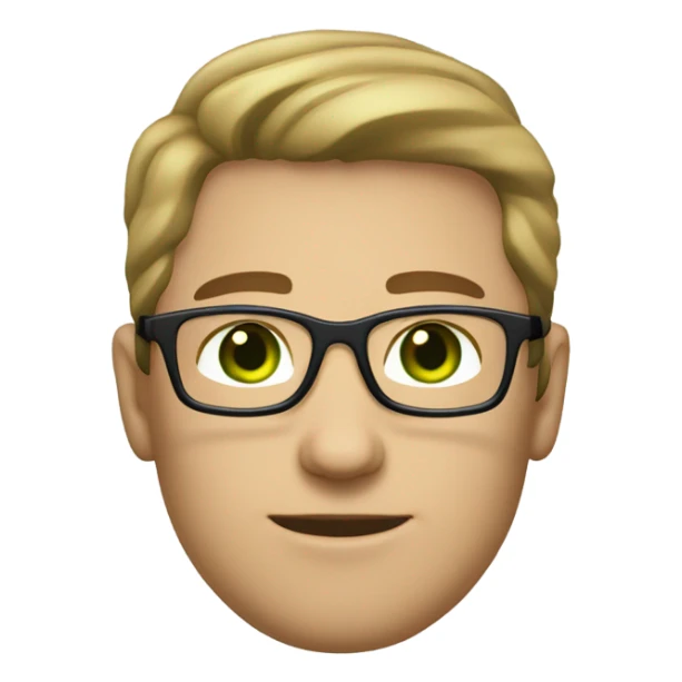 light skinned Caucasian male, green eyes, brown glasses and stubble sticker