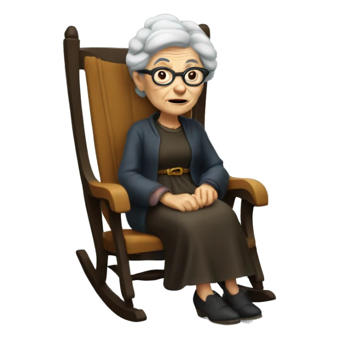 smart granny witch with glasses in rocking chair sticker