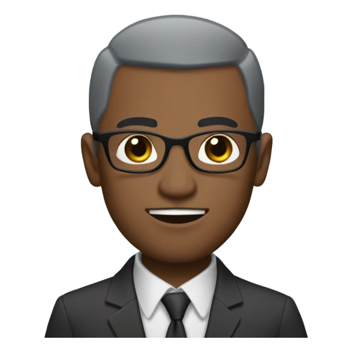 Dwayne hunter  with small round face and suit and glasses and buzz cut and small black eyes and small gray beard and small black eyes and wrinkled forehead sticker