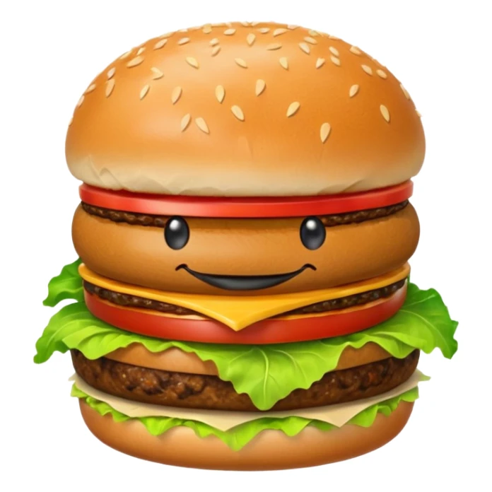 burger character with eyes and mouth sticker