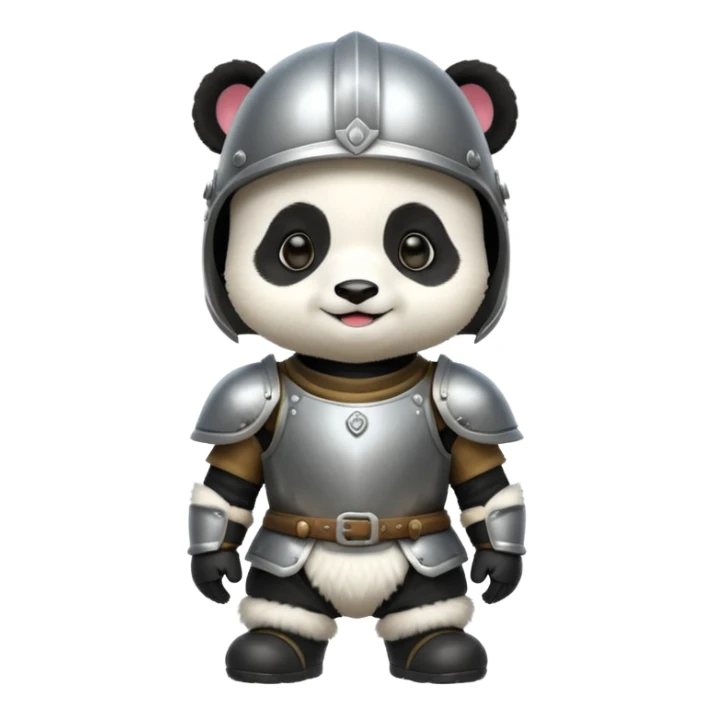 baby panda in armor, full body, smile sticker