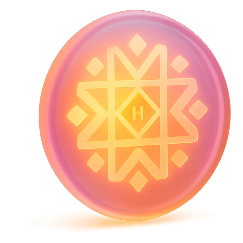 Can you please render an image of a digital artwork with a dreamy, cosmic aesthetic. Make it glowing small circle logo that’s attached in the image and that radiates warm colors—yellow, orange, and magenta. Make the image 3D and look more like an artistic glassmorphism type. Make the image look HD and quality  sticker