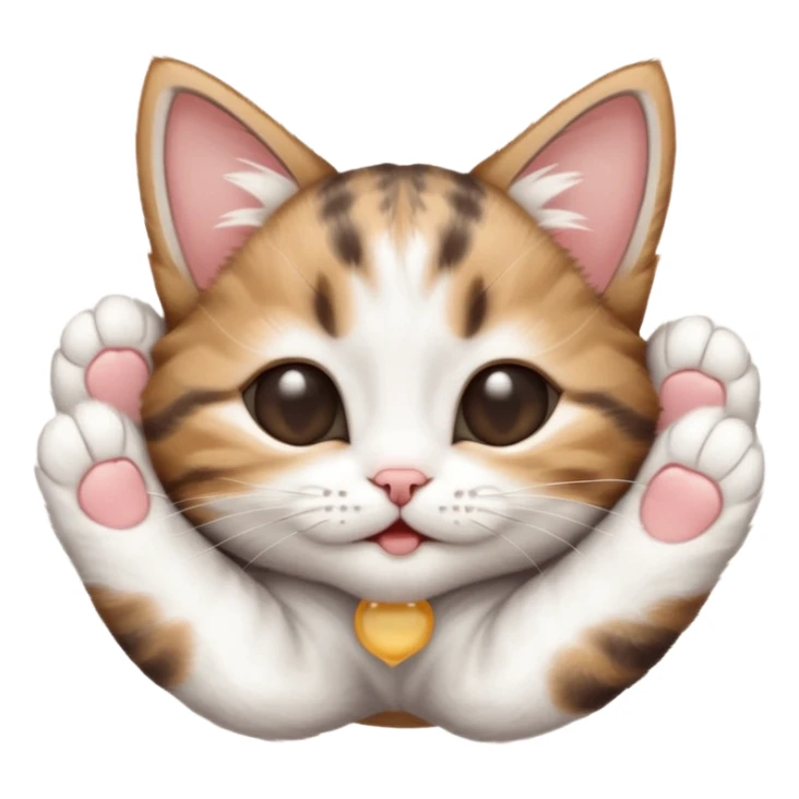 dark brown tabby and white kitten in funny positions upside down with eyes closed sticker