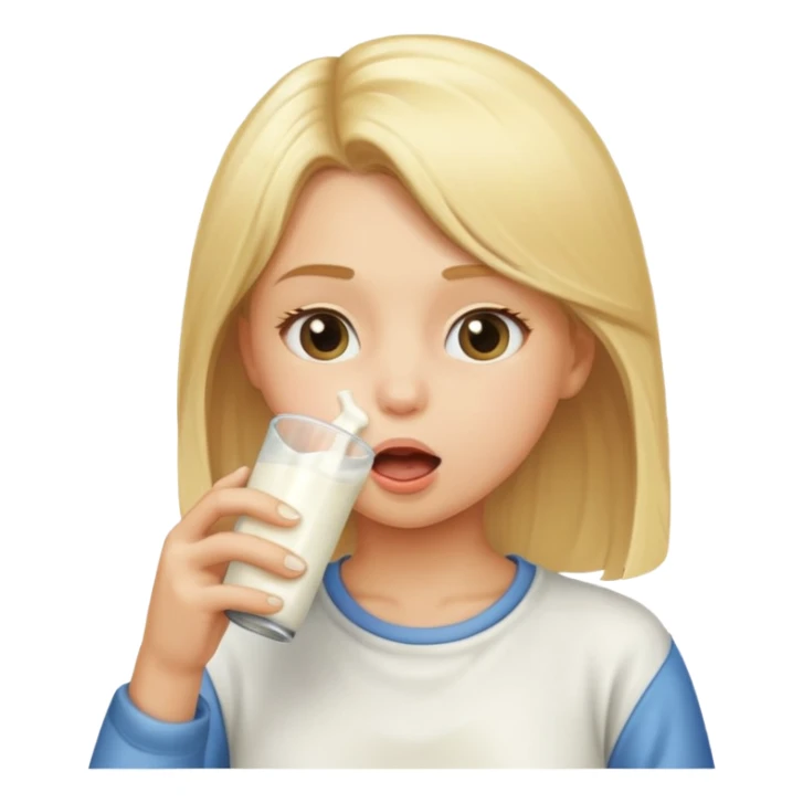 blond girl sucking milk  sticker