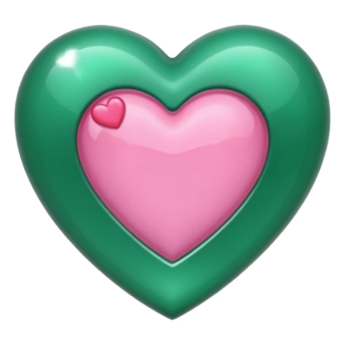 emerald heart with one mini pink heart inside of it  sticker