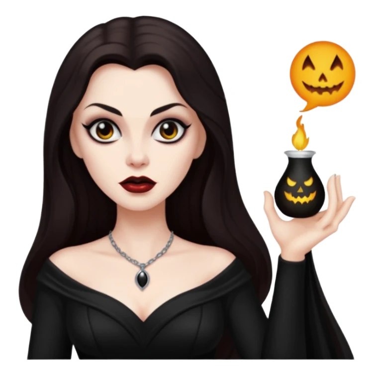 Vampira with long dark brown hair sticker