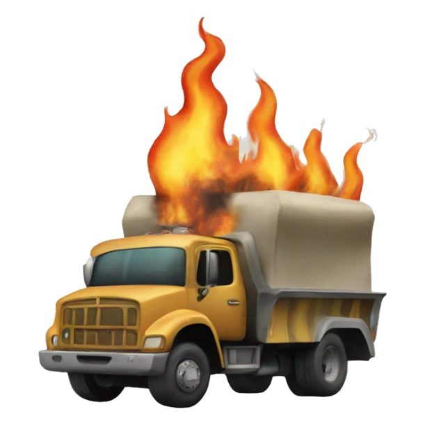 truck is burning because of the alien sticker