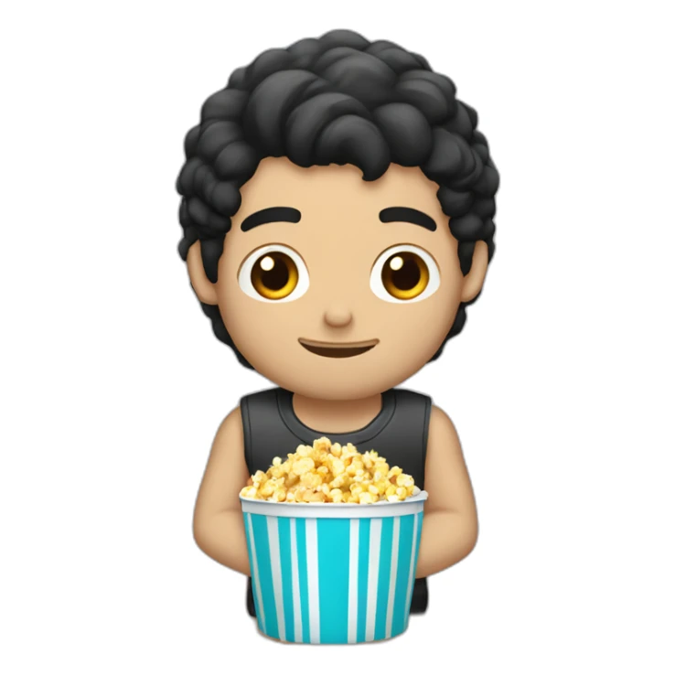 white guy black hair eating popcorns drinking Beverage Box sticker