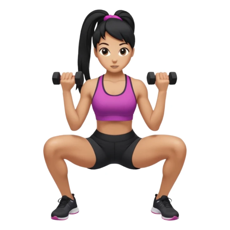 Women with long black ponytail doing a squat sticker