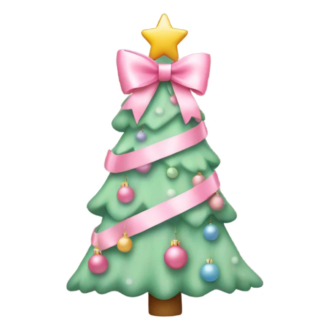 pastel pink decorated christmas tree with a pink bow and ribbons  sticker