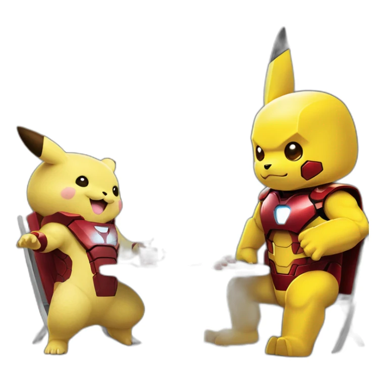 Iron Man et Pikachu qui mange des crêpes  sticker