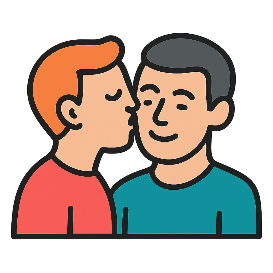 two men kissing each other on the cheek sticker