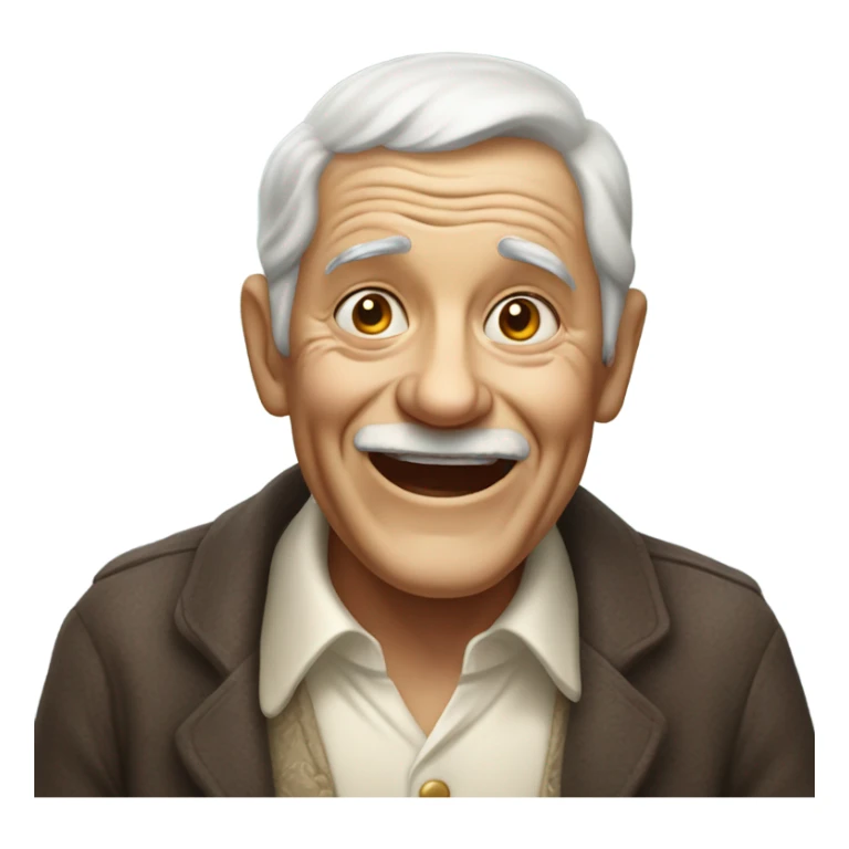 An elderly man who is extremely happy but his face is covered in pudding  sticker