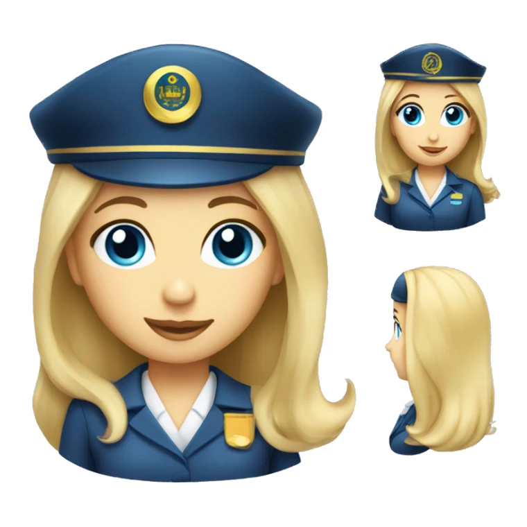 long blonde hair blue eyed girl flight attendant sticker