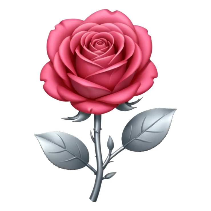 gray metal chrome rose, without green leaves, just flower sticker