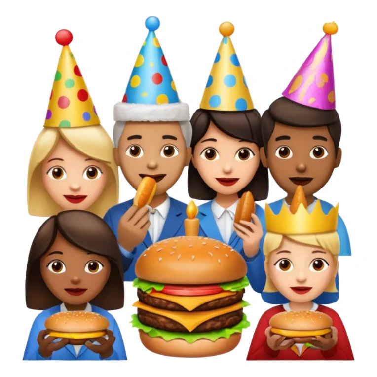 A group of hungry people eating burgers. sticker