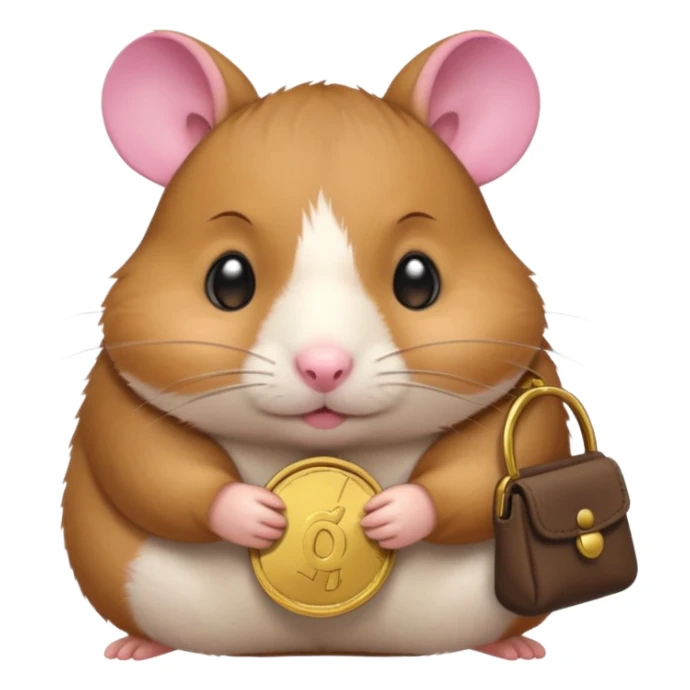 cartoon-style hamster melancholy expression opening his coin purse to showcase he's poor with empty pockets sticker