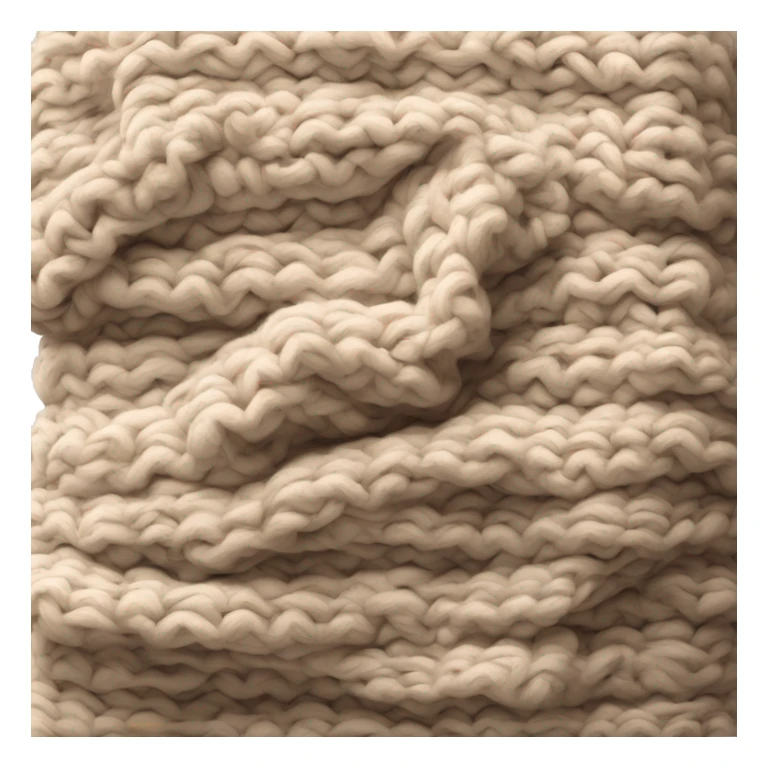 A neatly folded chunky knit blanket in warm, neutral tones. sticker
